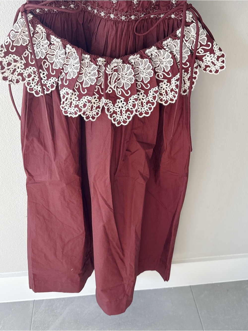 NWT Damson Madder Audrey Midi Dress - Burg/Butter Stitching - Picture 6 of 15